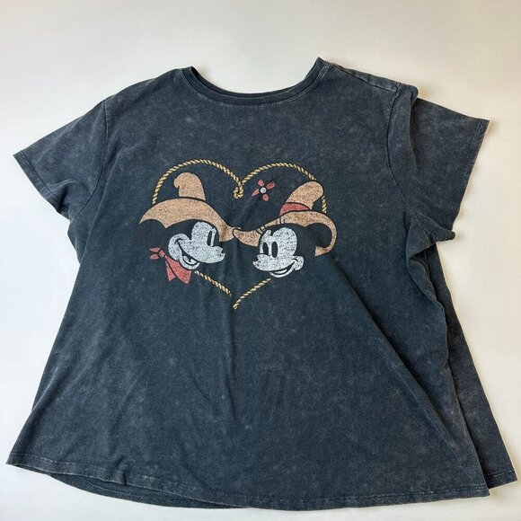 Disney Tops - Disney Mickey Mouse Shirt Womens 3X Black Cowboy Hat Minnie Western Graphic Tee